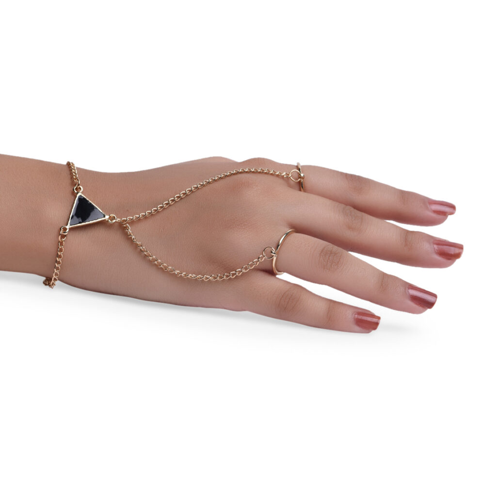14k Solid Gold Diamond Bezel-Set Hand Chain | Slave Bracelet | Finger  Bracelet | Boho | Dainty Diamond Charm Bracelet | Hand Chain Ring