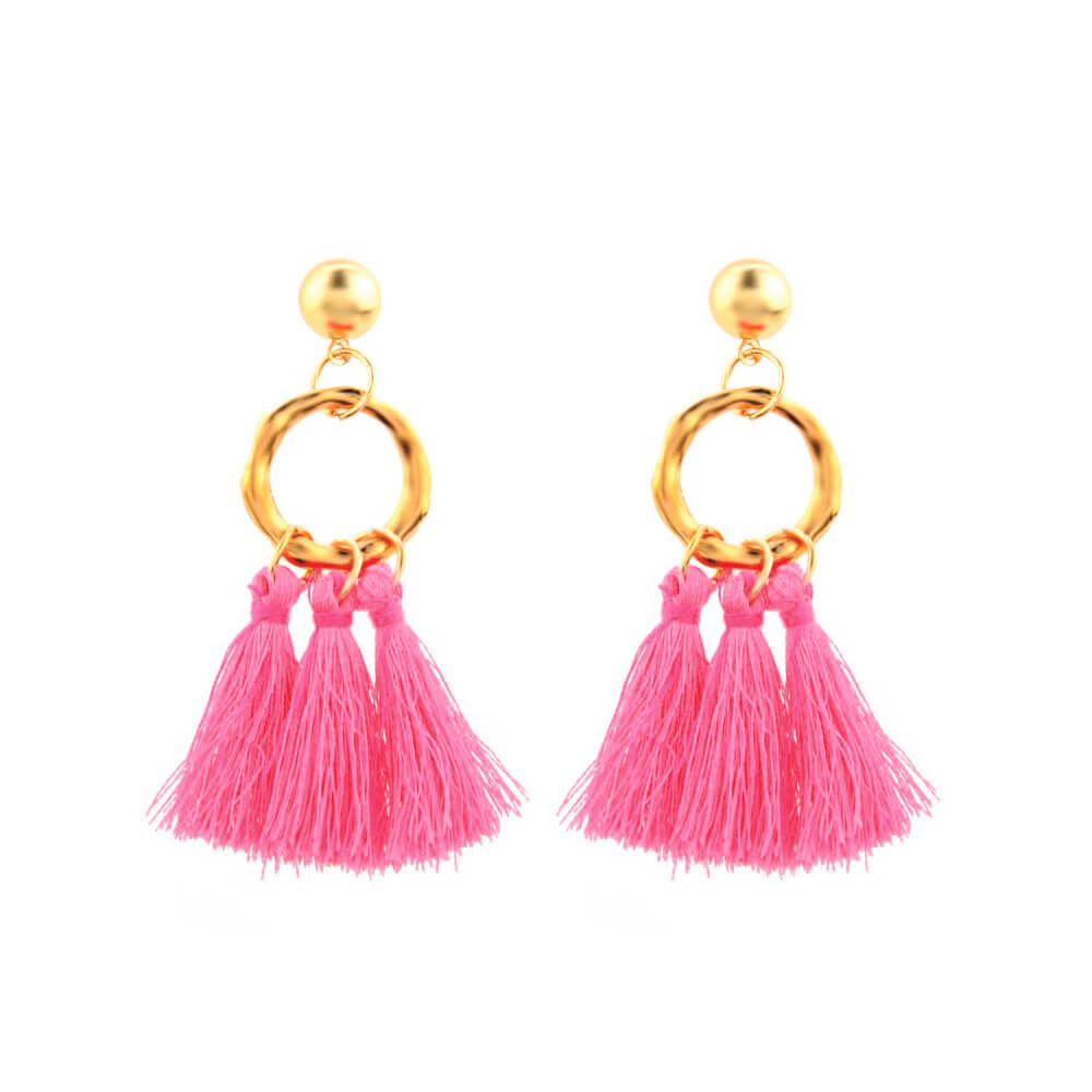 Buy Hot Pink Earrings | Thread Earrings | Pink Thread Tassel Earring