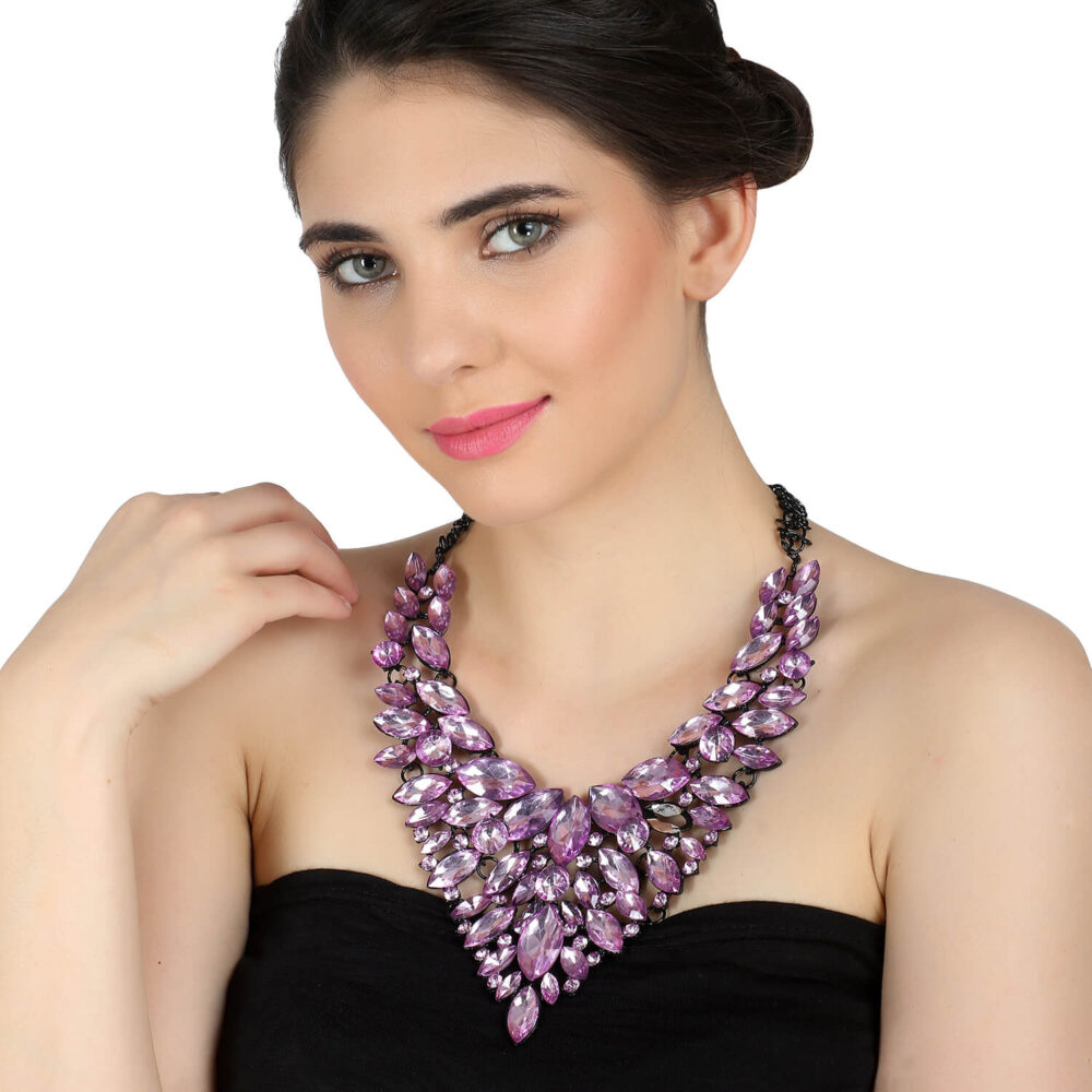 Purple Gemstone Statement Necklace